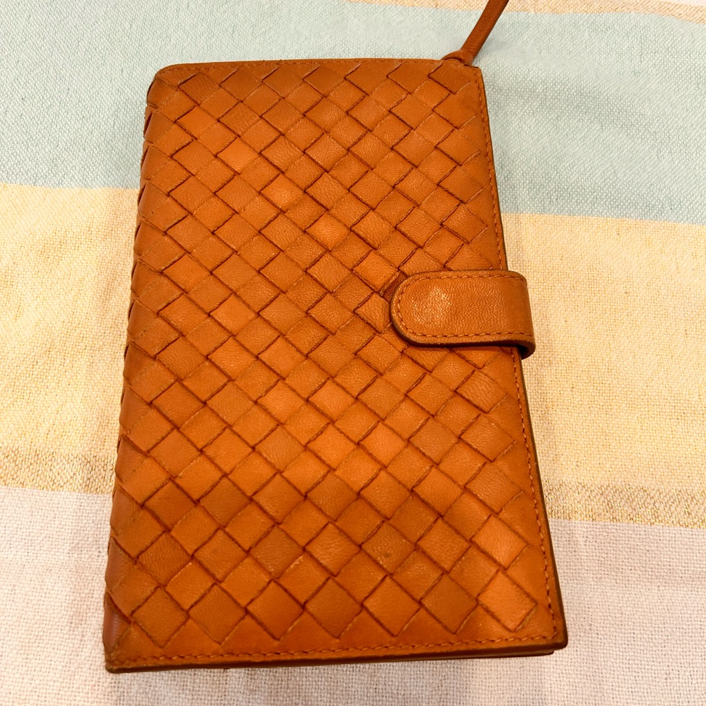 Bottega Veneta Orange Woven Wallet